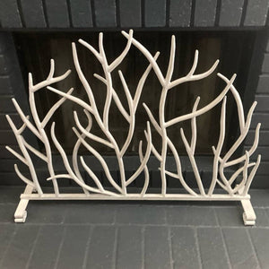 Antique White Branch Fireplace Screen