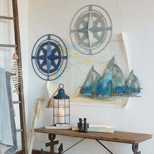 Distressed Blue Sail Boat Wall Decor