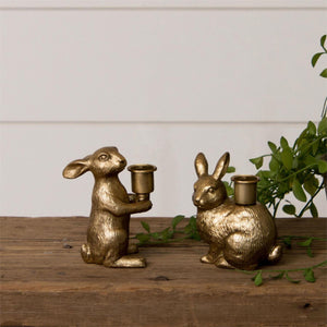 Golden Meadow Bunny Candle Holders