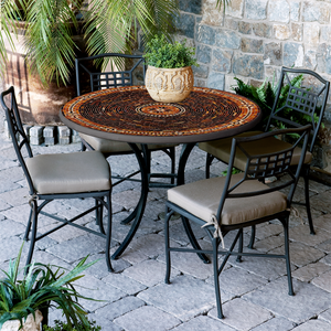 Mahogany Atlas Mosaic Patio Table-Iron Accents