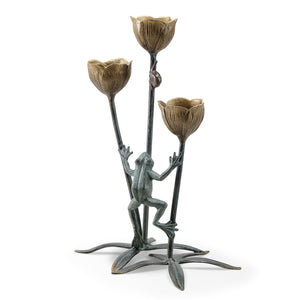 Frog & Flower Candle Holder