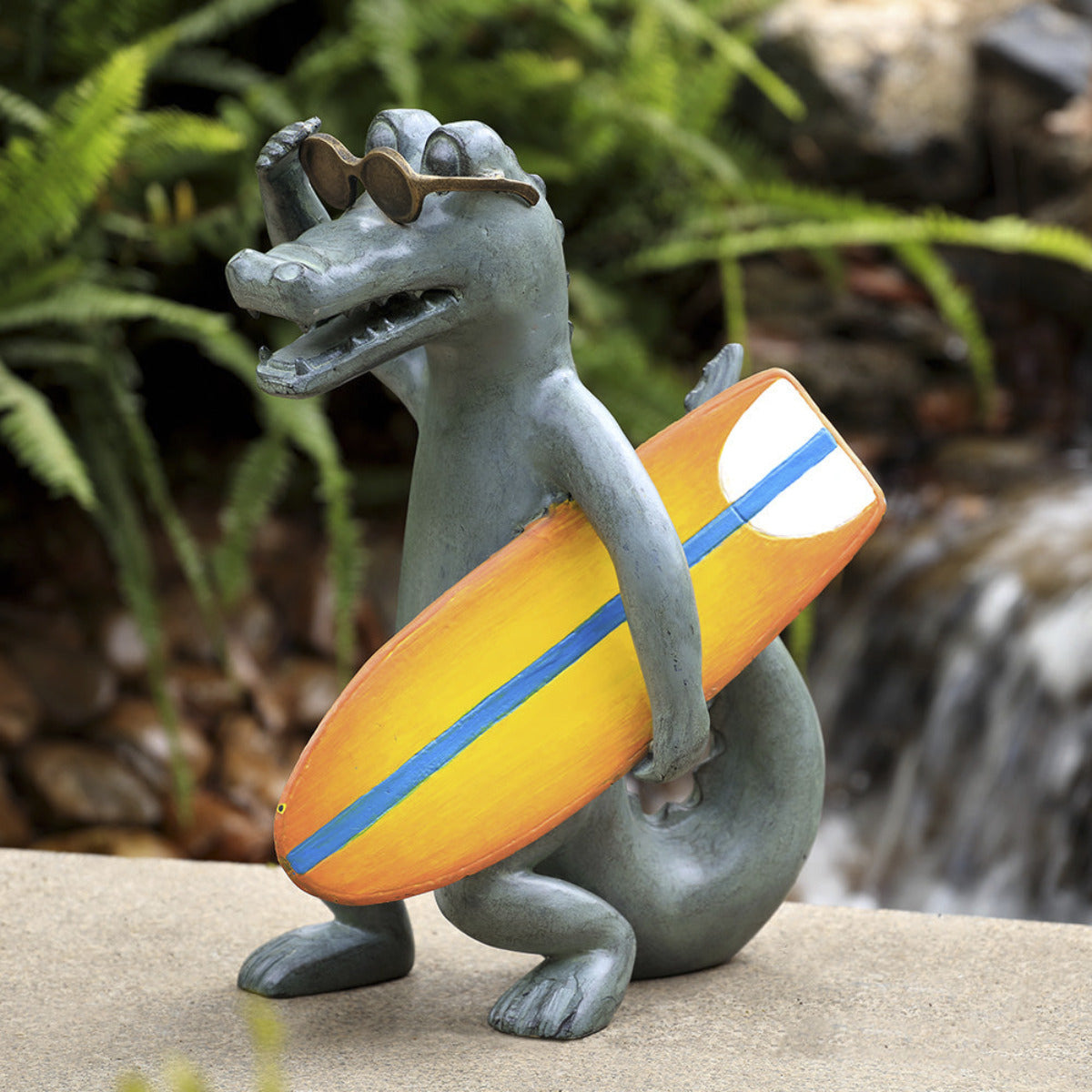 Gnarly Gator Surfing Sculpture