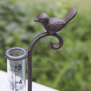 Rustic Bird Tabletop Rain Gauge