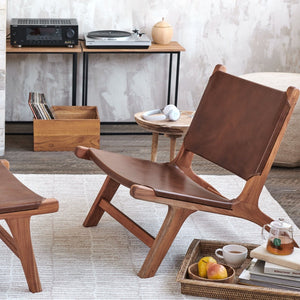 Mahogany & Leather Lounge Chair