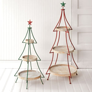 Set of Two Tiered Christmas Tree Display Stands