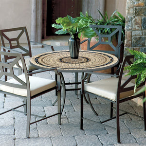 Slate Stone Mosaic Patio Table-Iron Accents