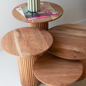 Acacia Wood Tambour Accent Tables