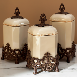 Acanthus Provencal Canister Set – Ceramic Kitchen Storage