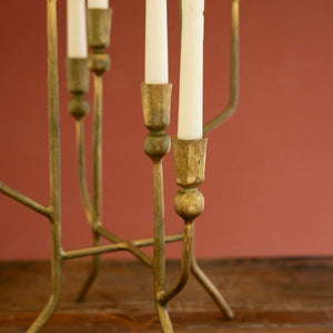 Antique Brass Eight Taper Candelabra