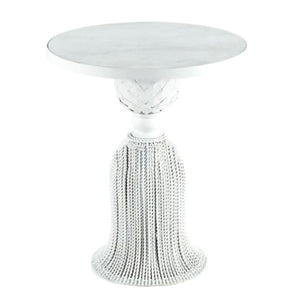 Antique White Tassel Base Side Table