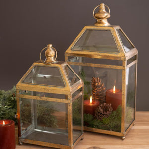 Ashbourne Antique Gold Lantern Set