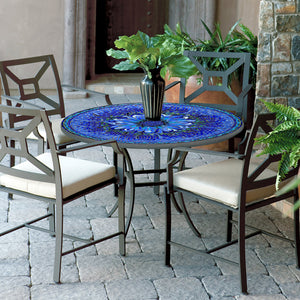 Bella Bloom Mosaic Patio Table-Iron Accents
