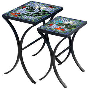 Blue Sky Hummingbird Mosaic Nesting Tables