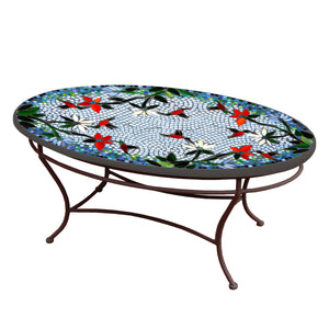 Blue Sky Hummingbird Mosaic Coffee Table - Oval