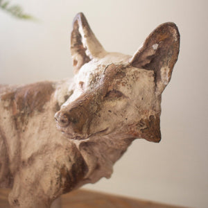 Quiet Watch Faux Concrete Fox Sculpture