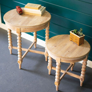 Turned Elegance Wooden Table Duo