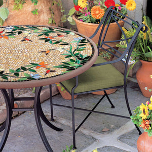 Caramel Hummingbird Mosaic Patio Table-Iron Accents