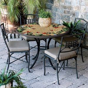 Caramel Hummingbird Mosaic Patio Table-Iron Accents