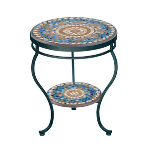 Caribbean Sea Mosaic Side Table - Tiered-1