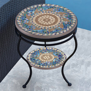 Caribbean Sea Mosaic Side Table - Tiered