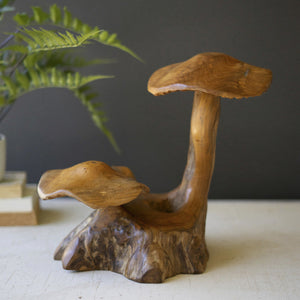 Mushroom Duo Teak Statue