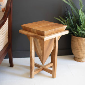 Quiet Geometry Teakwood Side Table