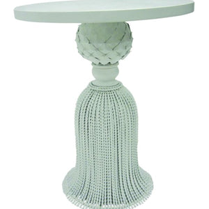 Antique White Tassel Base Side Table