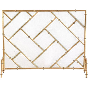 Golden Bamboo Design Fireplace Screen