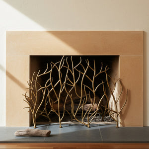 Golden Branches Iron Fireplace Screen