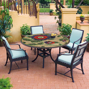 Dahlia Mosaic Patio Table-Iron Accents