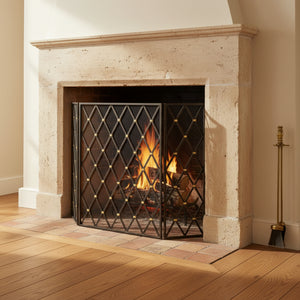 Diamond Three-Panel Fireplace Screen