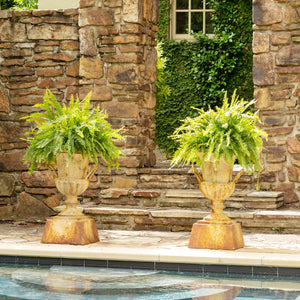 Fluted Metal Urn w/Pedestal