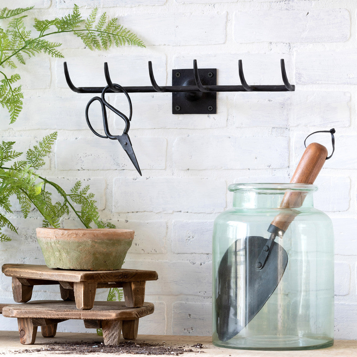 Rustic Forged Iron Garden Tools Hanger