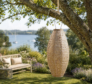 Elliptical Lantern - Gold - Paisley