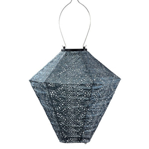 Indoor/Outdoor Diamond Lace Lantern - Grey Blue