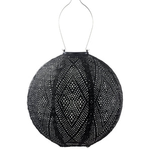 Indoor/Outdoor Round Ikat Lantern - Black
