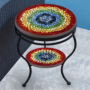 Iris Mosaic Side Table - Tiered