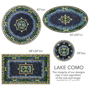 Sizing guide for the KNF Lake Como Mosaic table tops