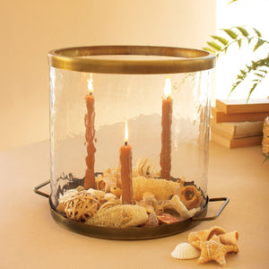 Quiet Flame Glass Cylinder with Brass Taper Holder