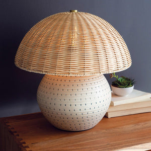 Breezy Dots Ceramic & Rattan Lamp