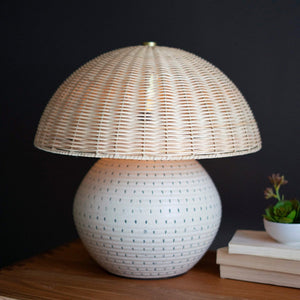 Breezy Dots Ceramic & Rattan Lamp