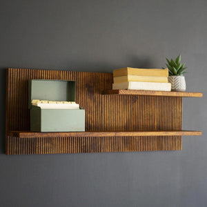 "Rhythmic Wood" Tambour Wood Shelf - Space-Efficient & Stylish