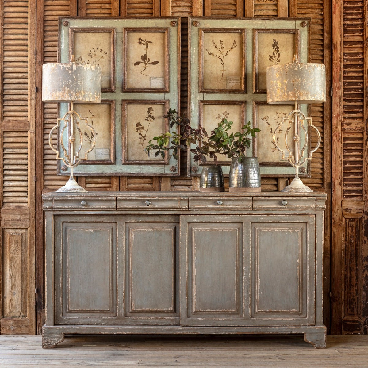 Heirloom Grey Painted Buffet Cabinet