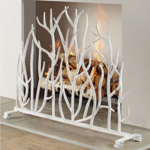 Antique White Branch Fire Screen