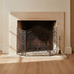 Estate Curved Iron Fireplace Screen