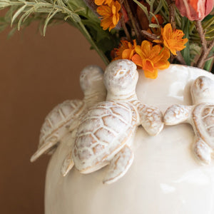 Turtle Relief Glazed Ceramic Vase