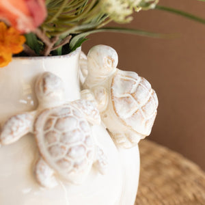 Turtle Relief Glazed Ceramic Vase