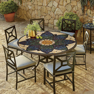 Monaco Mosaic Patio Table-Iron Accents