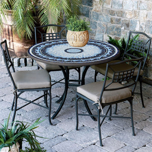 Navagio Mosaic Patio Table-Iron Accents