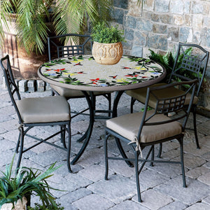 Hummingbird Mosaic Patio Table-Iron Accents